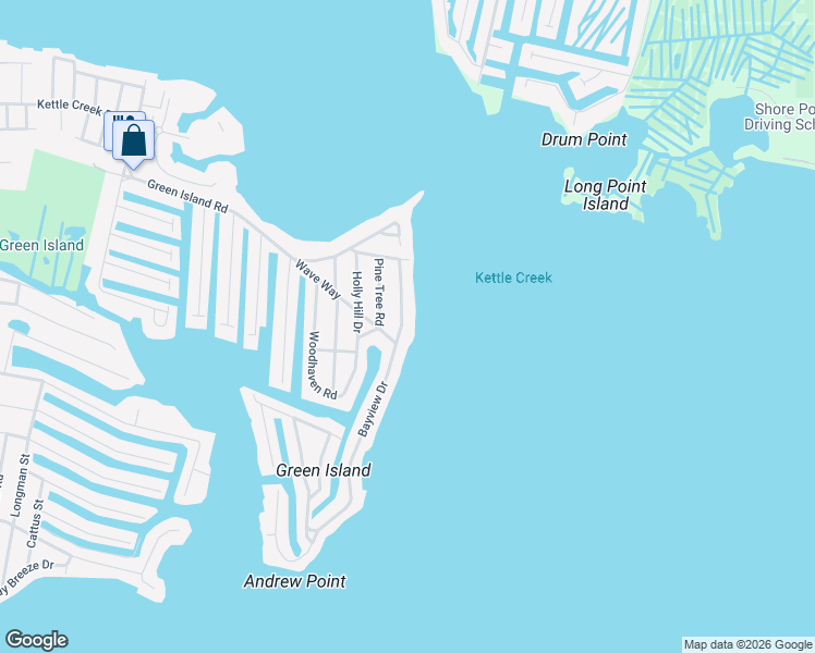 map of restaurants, bars, coffee shops, grocery stores, and more near 671 Bayview Drive in Toms River