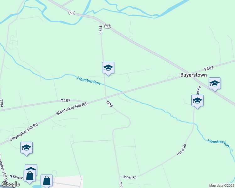 map of restaurants, bars, coffee shops, grocery stores, and more near 4934 Amish Road in Kinzers