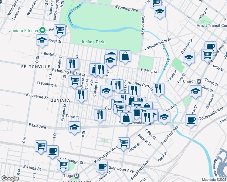 map of restaurants, bars, coffee shops, grocery stores, and more near 4118 Glendale Street in Philadelphia