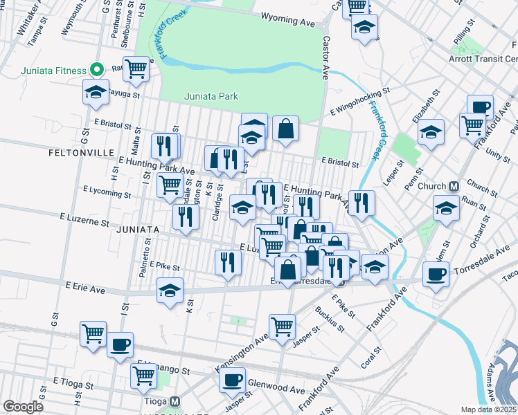 map of restaurants, bars, coffee shops, grocery stores, and more near 4118 Glendale Street in Philadelphia