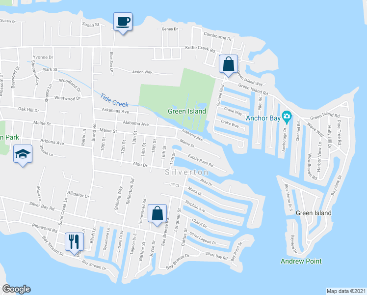 map of restaurants, bars, coffee shops, grocery stores, and more near Maryland Avenue in Toms River