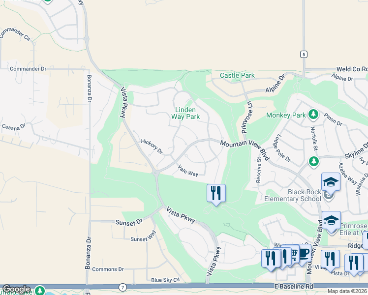 map of restaurants, bars, coffee shops, grocery stores, and more near 1450 Peach Place in Erie