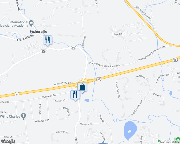 map of restaurants, bars, coffee shops, grocery stores, and more near 851 Bondsville Road in Downingtown