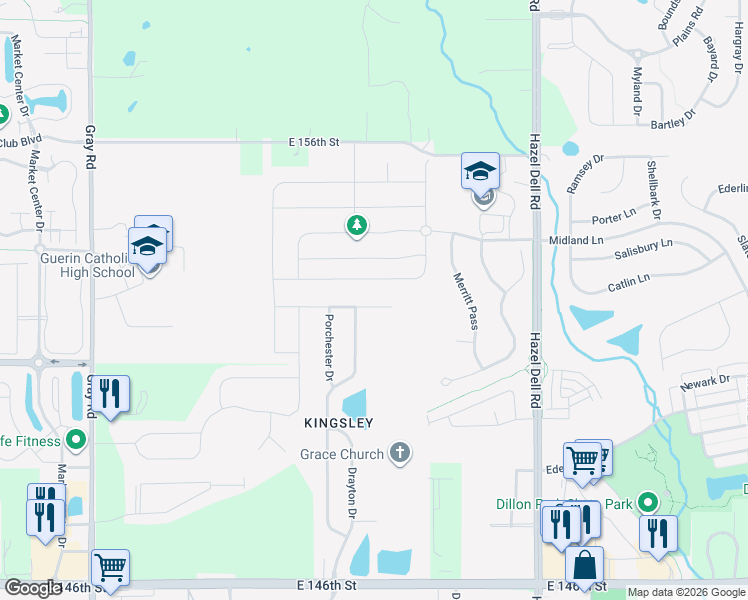 map of restaurants, bars, coffee shops, grocery stores, and more near 5446 Portman Drive in Noblesville