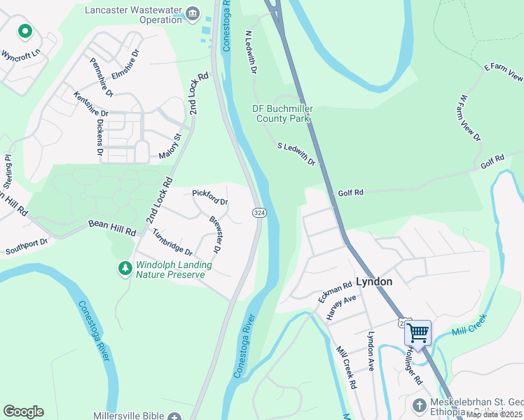 map of restaurants, bars, coffee shops, grocery stores, and more near 1376 New Danville Pike in Lancaster