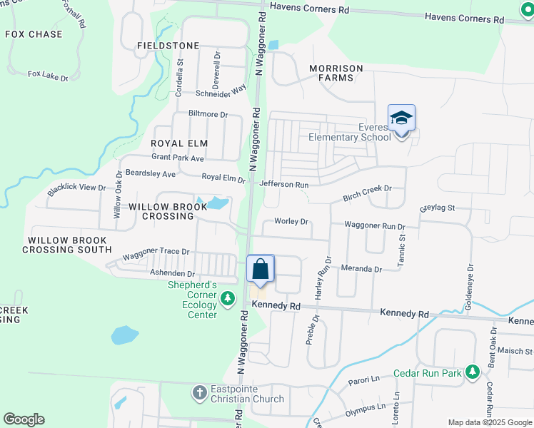 map of restaurants, bars, coffee shops, grocery stores, and more near 7722 Worley Drive in Blacklick