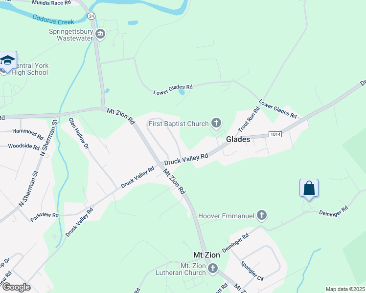 map of restaurants, bars, coffee shops, grocery stores, and more near 1781 Valley Vista Drive in York