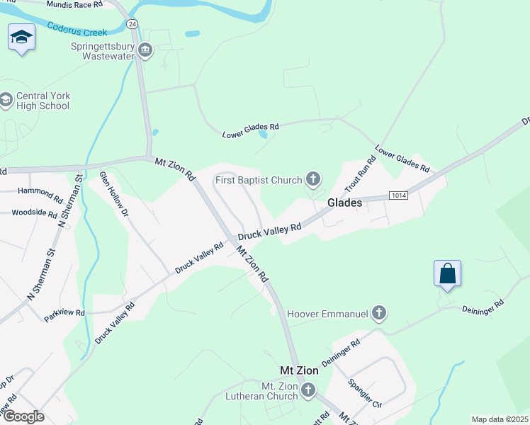 map of restaurants, bars, coffee shops, grocery stores, and more near 1781 Valley Vista Drive in York