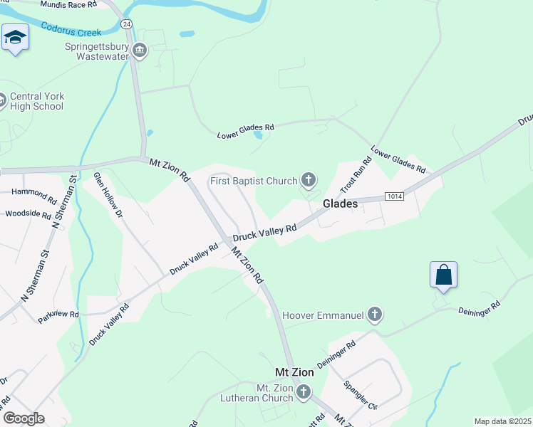 map of restaurants, bars, coffee shops, grocery stores, and more near 1781 Valley Vista Drive in York