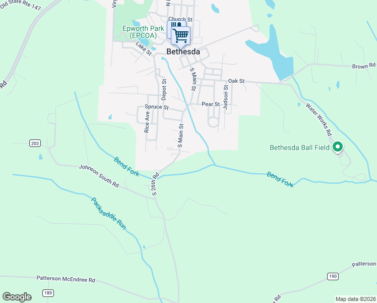 map of restaurants, bars, coffee shops, grocery stores, and more near 430 South Main Street in Bethesda