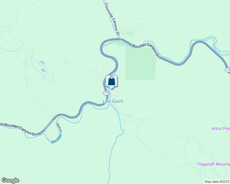 map of restaurants, bars, coffee shops, grocery stores, and more near 38470 Boulder Canyon Drive in Boulder