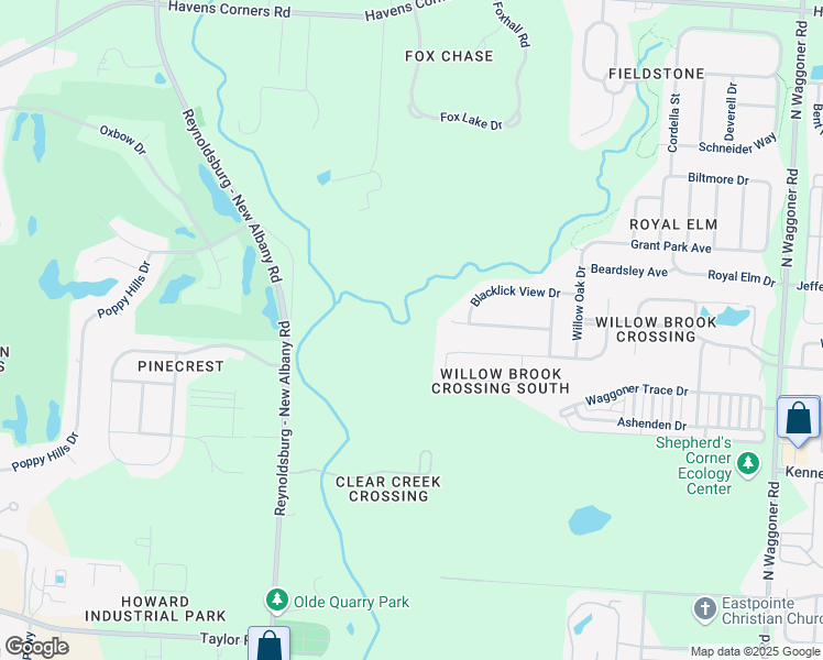 map of restaurants, bars, coffee shops, grocery stores, and more near 1414 Reynoldsburg - New Albany Road in Franklin County