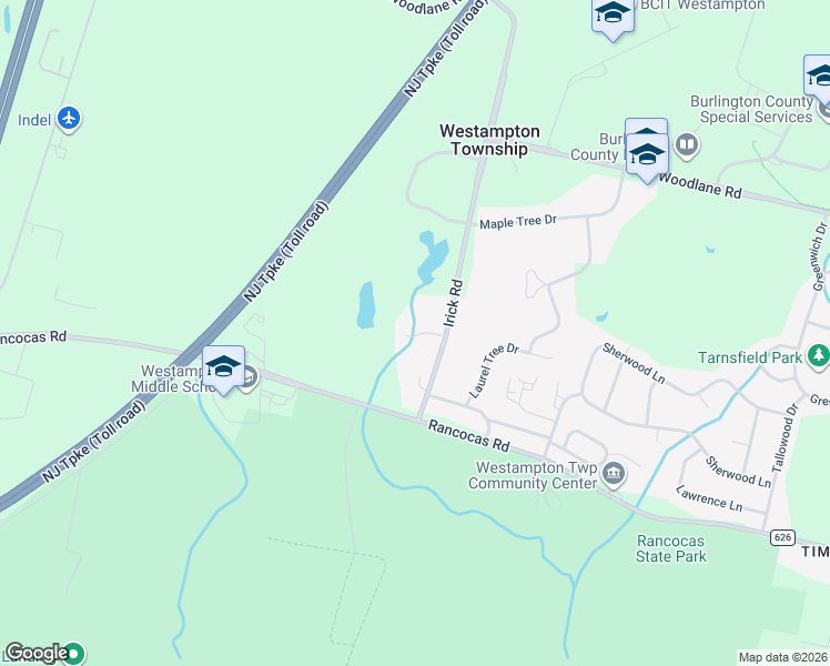 map of restaurants, bars, coffee shops, grocery stores, and more near 2 Holly Tree Court in Westampton