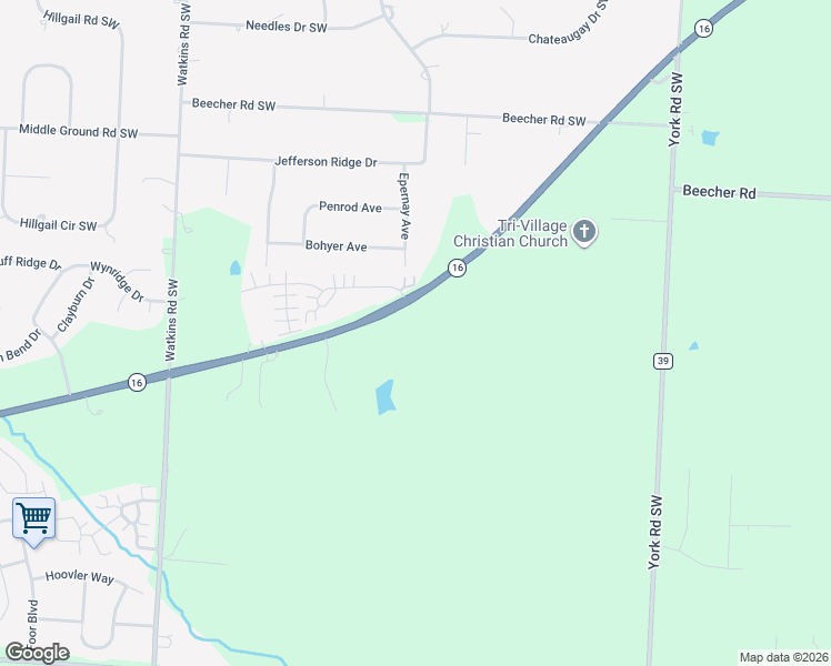 map of restaurants, bars, coffee shops, grocery stores, and more near 7691 East Broad Street Southwest in Pataskala
