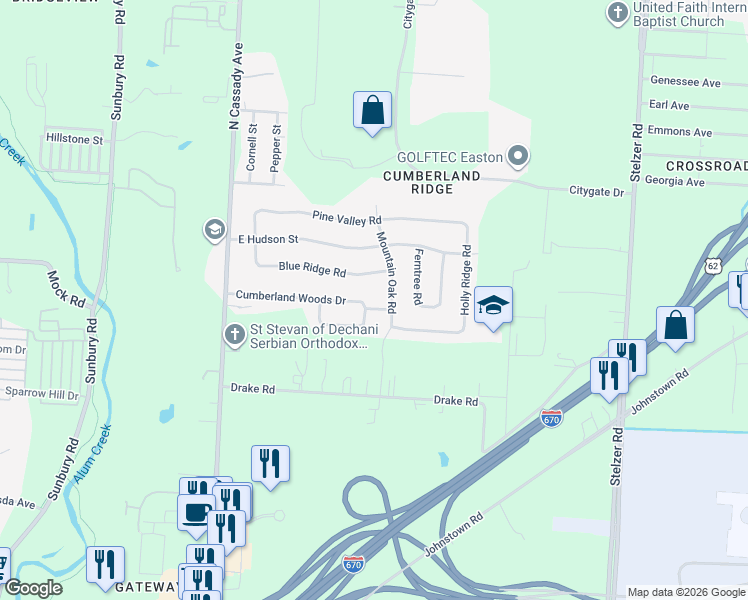 map of restaurants, bars, coffee shops, grocery stores, and more near 1866 Passage Lane in Columbus
