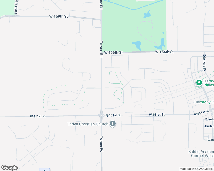 map of restaurants, bars, coffee shops, grocery stores, and more near 15325 Towne Road in Westfield