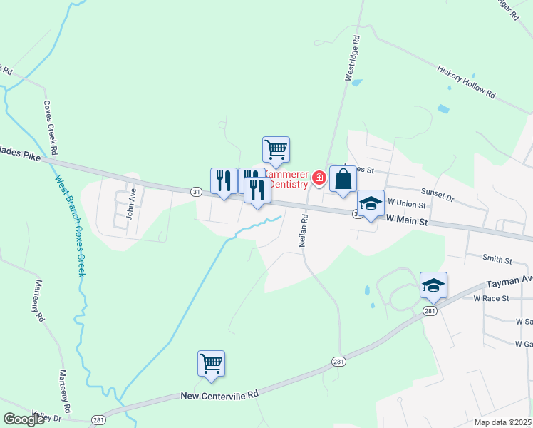 map of restaurants, bars, coffee shops, grocery stores, and more near 4185 Glades Pike in Somerset
