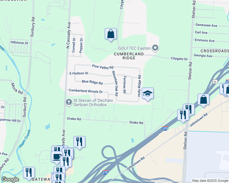 map of restaurants, bars, coffee shops, grocery stores, and more near 1866 Passage Lane in Columbus