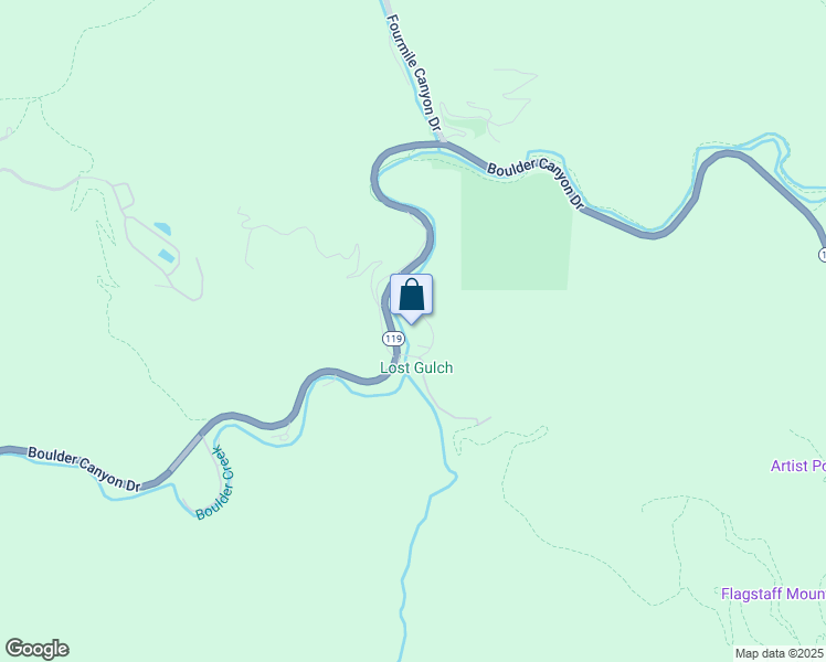 map of restaurants, bars, coffee shops, grocery stores, and more near 38470 Boulder Canyon Drive in Boulder