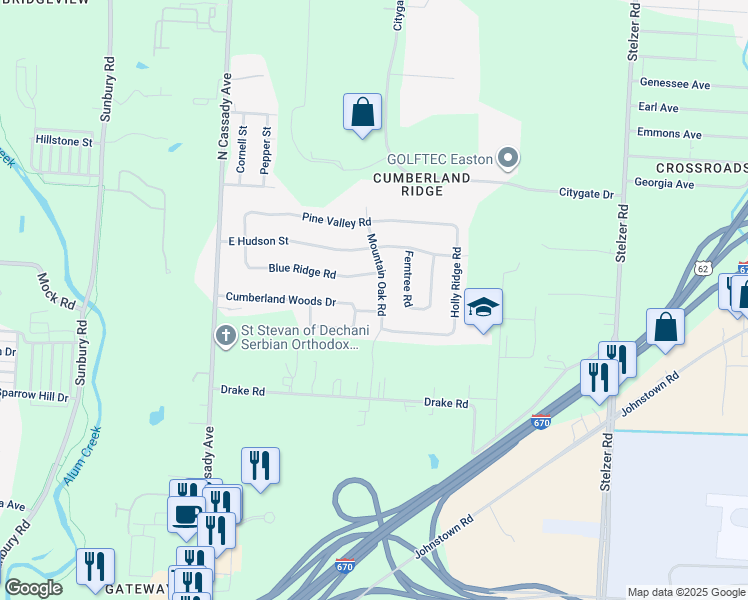 map of restaurants, bars, coffee shops, grocery stores, and more near 1866 Passage Lane in Columbus