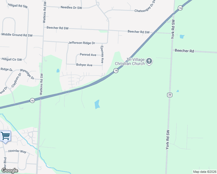 map of restaurants, bars, coffee shops, grocery stores, and more near 7691 East Broad Street Southwest in Pataskala