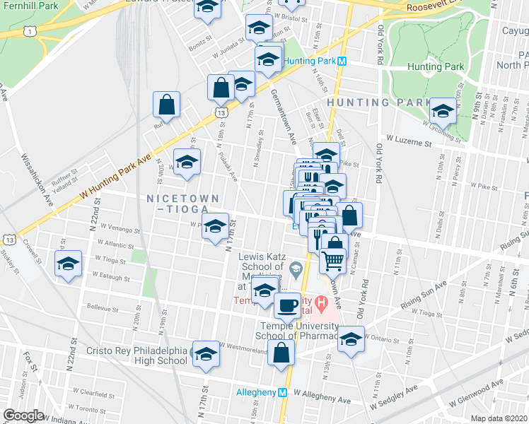 map of restaurants, bars, coffee shops, grocery stores, and more near in Philadelphia