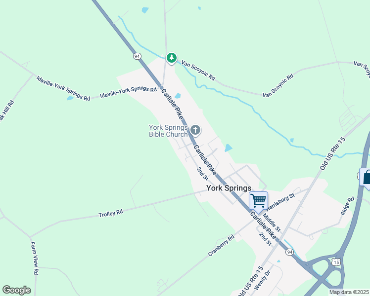 map of restaurants, bars, coffee shops, grocery stores, and more near in York Springs