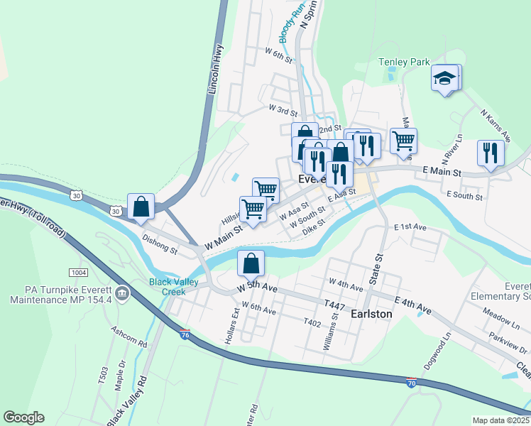 map of restaurants, bars, coffee shops, grocery stores, and more near 250 W Main St in Everett