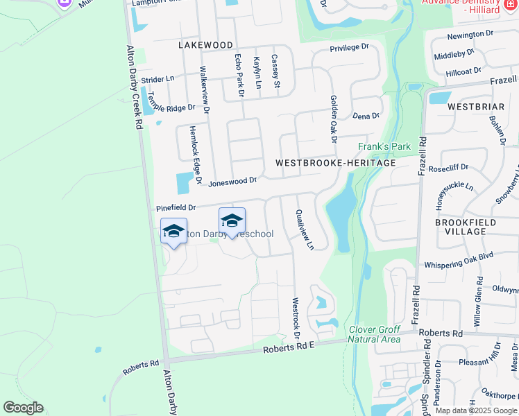 map of restaurants, bars, coffee shops, grocery stores, and more near 2863 Pheasant Field Drive in Hilliard