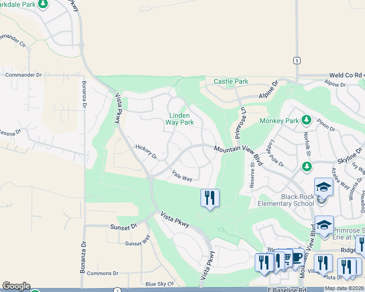 map of restaurants, bars, coffee shops, grocery stores, and more near 1450 Peach Place in Erie