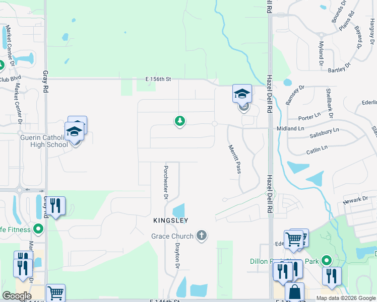 map of restaurants, bars, coffee shops, grocery stores, and more near 5446 Portman Drive in Noblesville