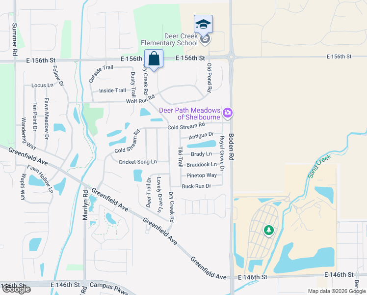 map of restaurants, bars, coffee shops, grocery stores, and more near 15161 Tiki Trail in Noblesville