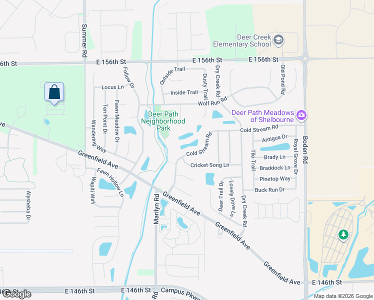 map of restaurants, bars, coffee shops, grocery stores, and more near 12235 Cricket Song Lane in Noblesville