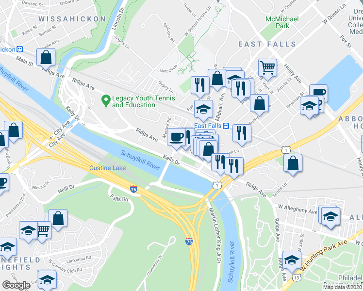 map of restaurants, bars, coffee shops, grocery stores, and more near 3739 Calumet Street in Philadelphia