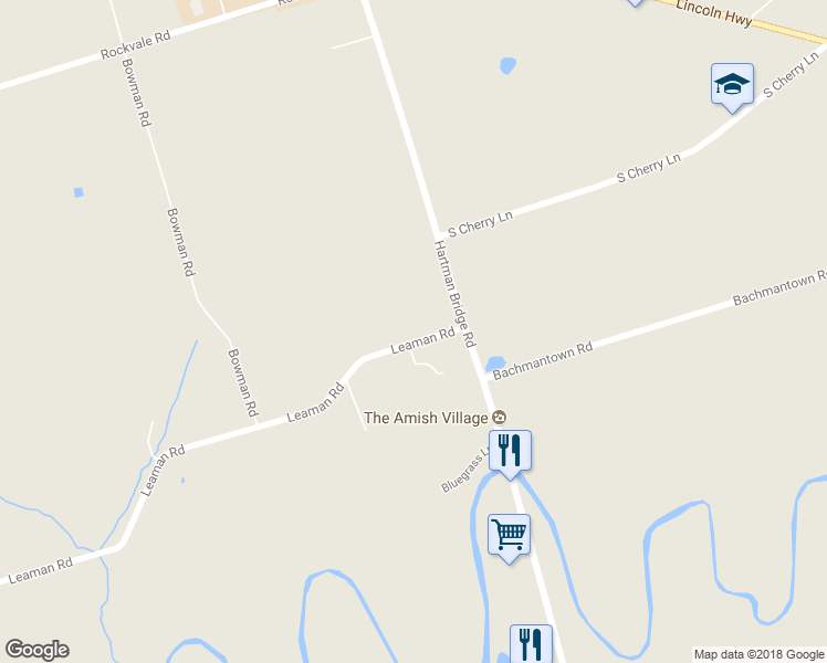 map of restaurants, bars, coffee shops, grocery stores, and more near 2475 Leaman Road in Ronks