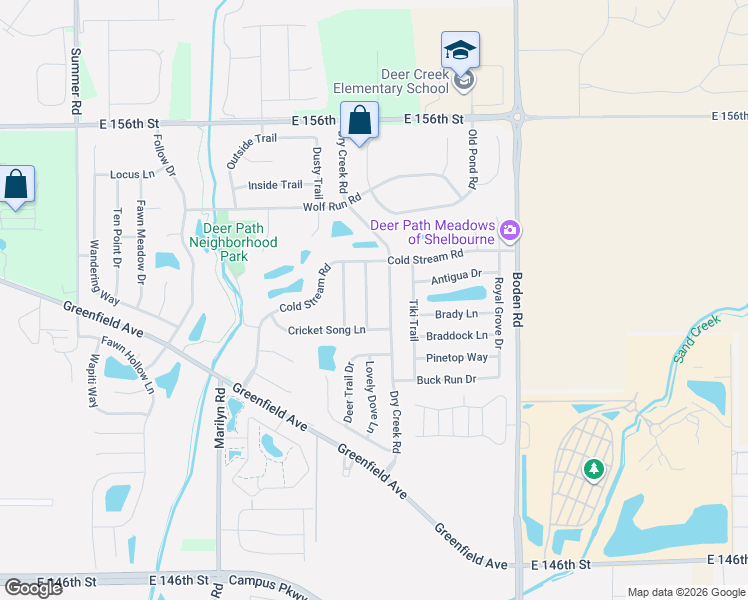 map of restaurants, bars, coffee shops, grocery stores, and more near 15166 High Timber Lane in Noblesville