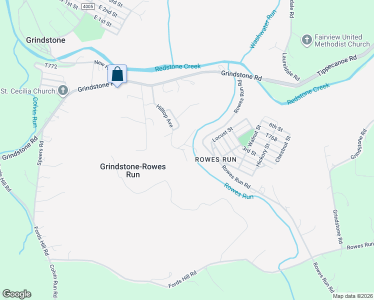 map of restaurants, bars, coffee shops, grocery stores, and more near 547 Hilltop Avenue in Grindstone