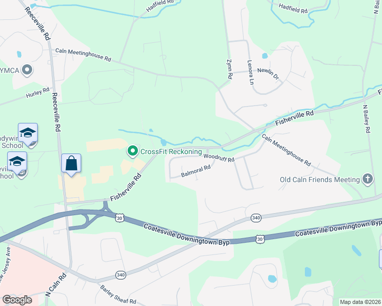 map of restaurants, bars, coffee shops, grocery stores, and more near 1613 Albermarle Court in Coatesville