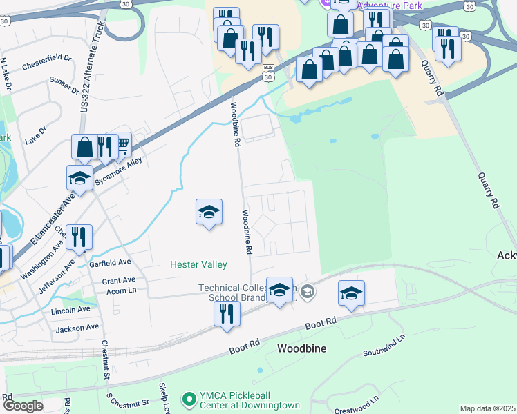 map of restaurants, bars, coffee shops, grocery stores, and more near 412 North Orchard Street in Downingtown