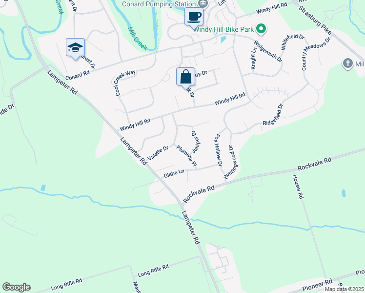 map of restaurants, bars, coffee shops, grocery stores, and more near 105 Plumeria Place in Lancaster
