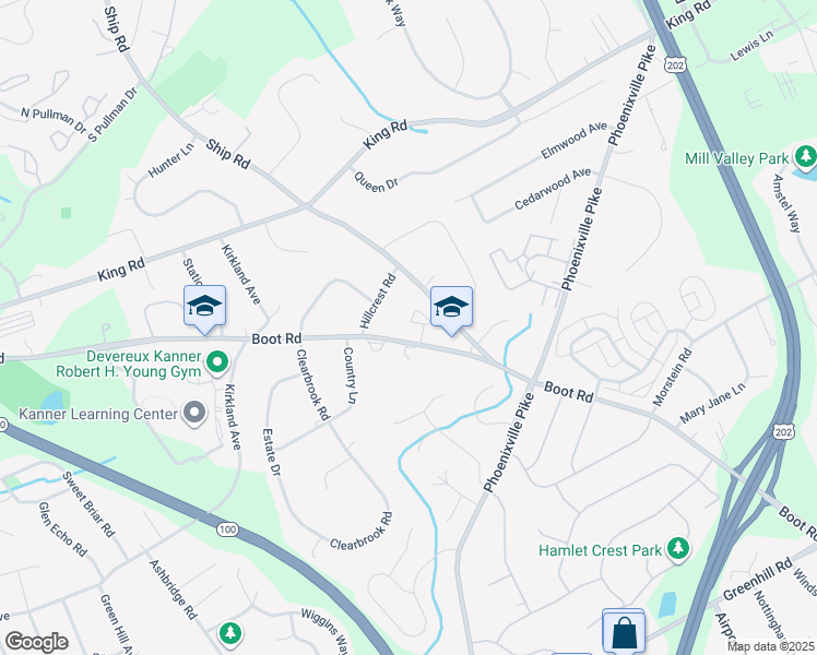 map of restaurants, bars, coffee shops, grocery stores, and more near 805 Boot Road in West Chester