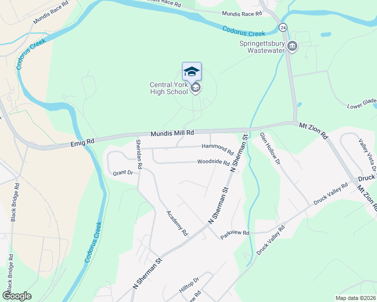 map of restaurants, bars, coffee shops, grocery stores, and more near 635 Hammond Road in York