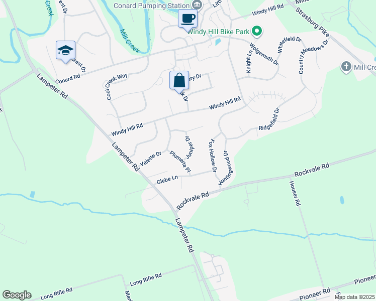 map of restaurants, bars, coffee shops, grocery stores, and more near 209 Juniper Drive in Lancaster