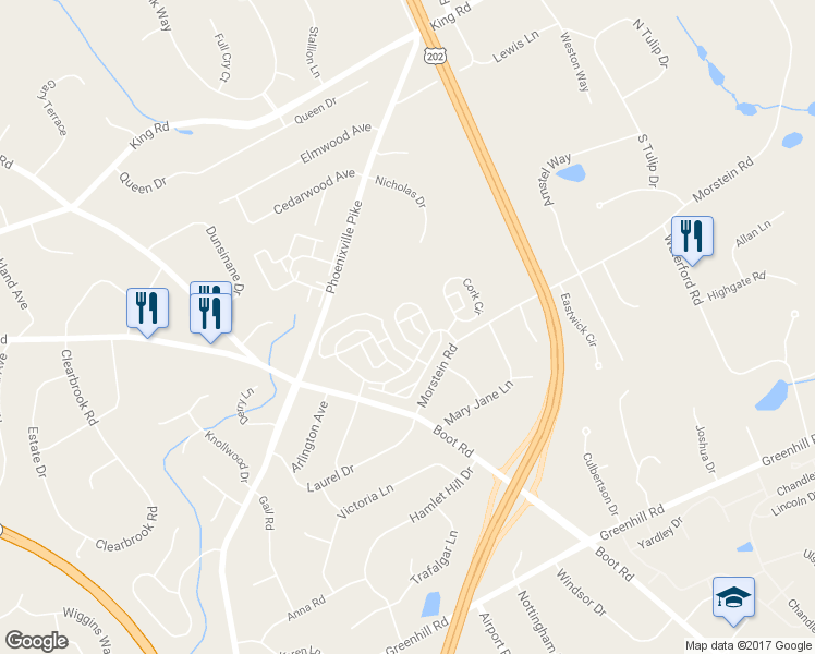 map of restaurants, bars, coffee shops, grocery stores, and more near 329 Galway Drive in West Chester