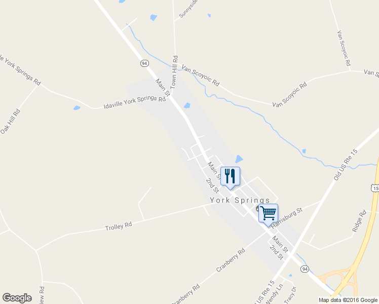 map of restaurants, bars, coffee shops, grocery stores, and more near 110 Cider Drive in York Springs