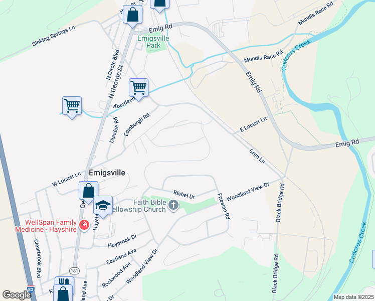 map of restaurants, bars, coffee shops, grocery stores, and more near 350 Lloyds Lane in York