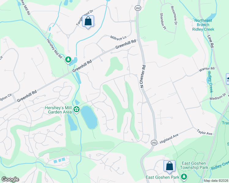 map of restaurants, bars, coffee shops, grocery stores, and more near 36 Ashton Way in West Chester