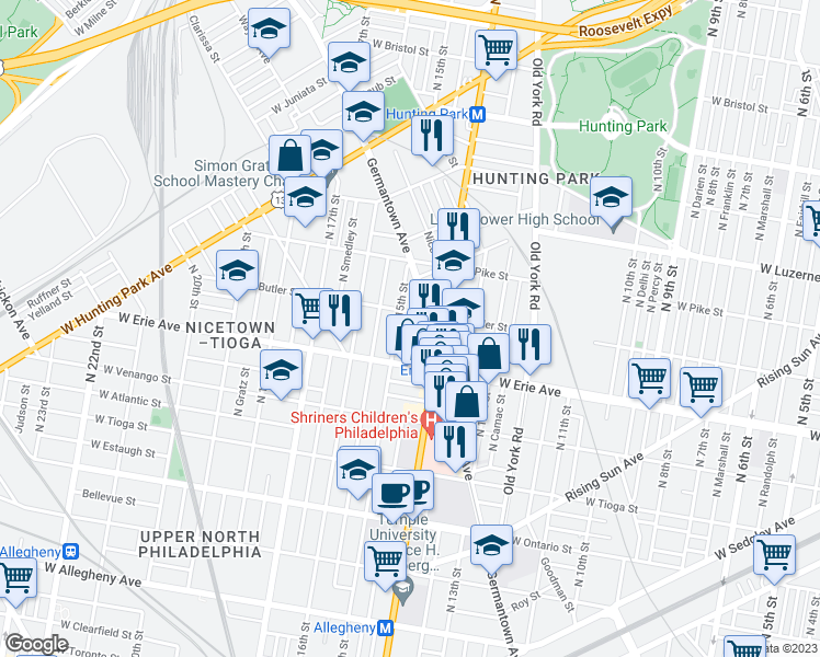 map of restaurants, bars, coffee shops, grocery stores, and more near in Philadelphia