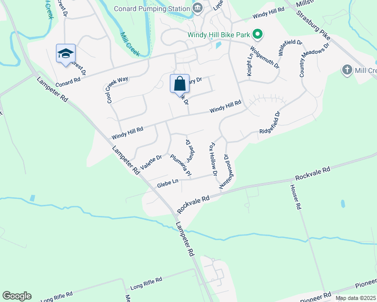 map of restaurants, bars, coffee shops, grocery stores, and more near 213 Juniper Drive in Lancaster