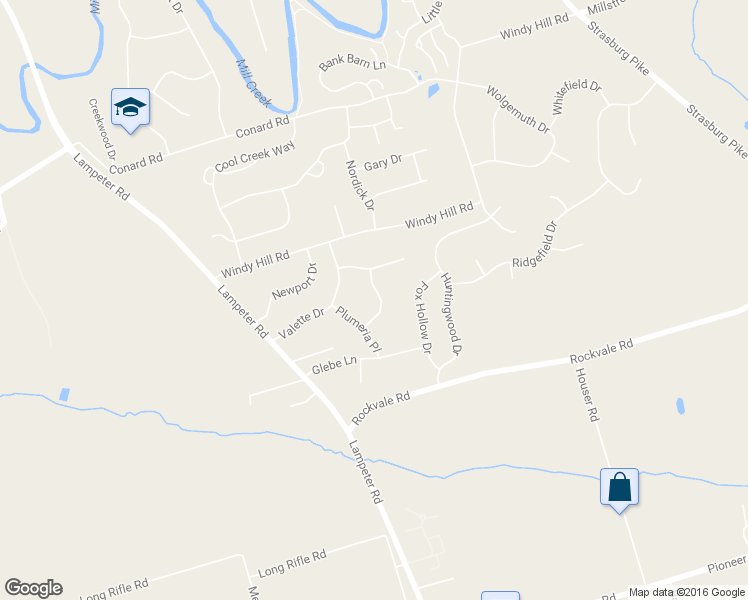 map of restaurants, bars, coffee shops, grocery stores, and more near 213 Juniper Drive in Lancaster